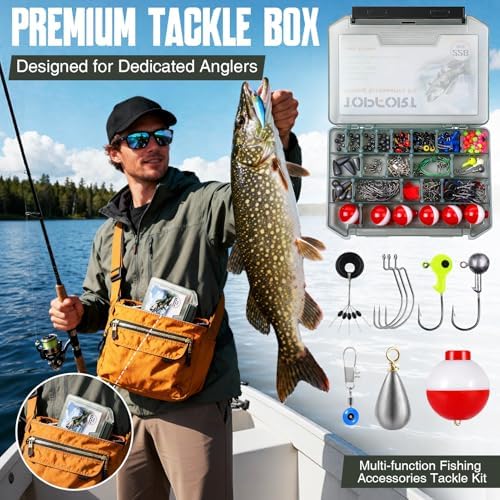 TOPFORT 187/343pcs Fishing Accessories Kit, Organized Fishing Tackle Box with Tackle Included, Fishing Hooks, Fishing Weights Sinkers, Fishing Gear and Equipment, Fishing Gift for Men - Image 4