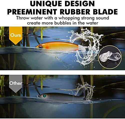 TRUSCEND Top Water Fishing Lures with BKK Hooks, Easy Catch Plopper Lure for Freshwater or Saltwater, Floating Lures for Bass, Pike, Catfish, Surface Wobble PoPobait Bass Baits Fishing Gifts for Men - Image 4