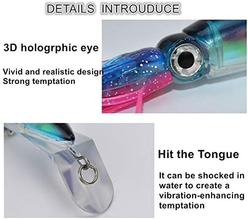 4Pcs Large Simulation Squid Fishing Lures Bait Kit,3D Holographic Eyes，Built-in Multicolored Lead Blocks Through Heavy Duty ，Stable and Tempting - Image 3