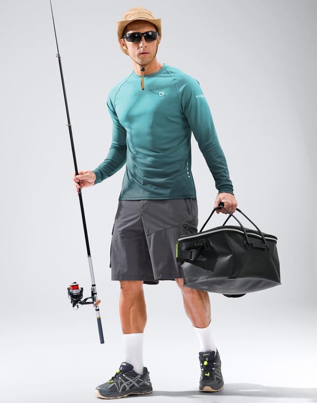 Men's Sun Protection Swim Long Sleeve UPF 50+ Rash Guard Lightweight Shirts - Image 6