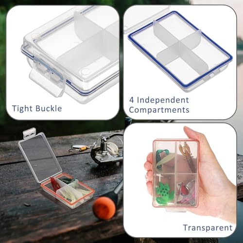JUXYES Plastic Small Fishing Tackle Box Organizer with 4 Compartments - Image 3