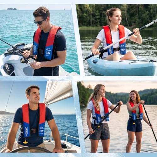 Rrtizan Manual Inflatable Life Jacket for Adults Fishing Sailing Boating - Image 3