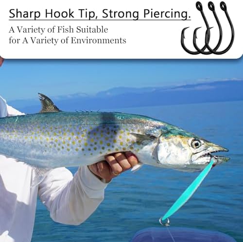10PCS High-Carbon Steel Circle Hooks Barbed Fishing Hooks with Holes, Freshwater and Saltwater Fishing Hooks for Tuna, Catfish, Bass - Image 4