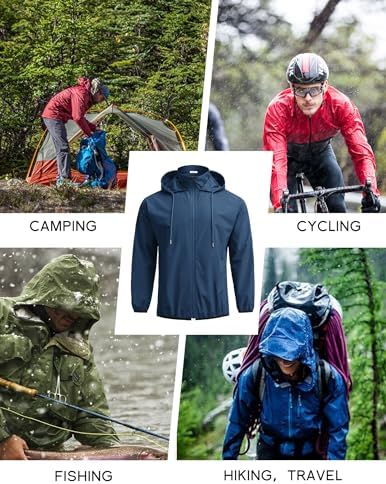 COOFANDY Men's Light Rain Jacket Packable Waterproof Raincoat Windbreaker - Image 6