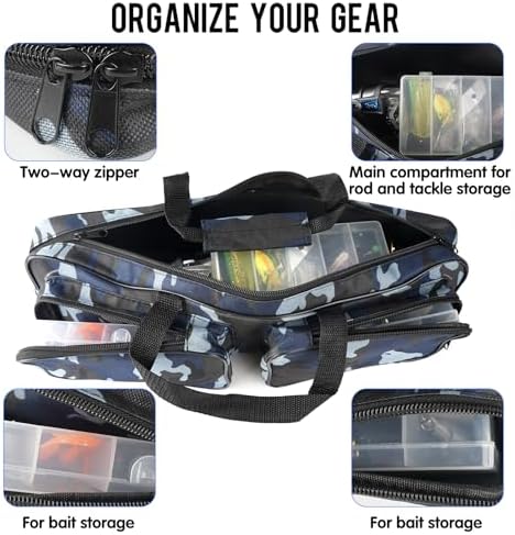 Fishing Tackle Carrier Bag with 2 Front Storage Pockets for Telescopic Rod - Image 6