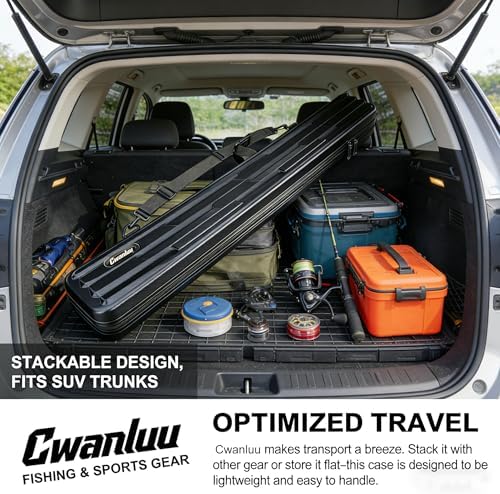 Hard Shell Fishing Rod Case, 50" Protective Rod Tube (4-in-1 Set) for 7ft 2-Piece Rods, Crushproof & Water-Resistant Travel Carrier, Heavy-Duty Storage for Bass, Fly & Saltwater Fishing - Image 4