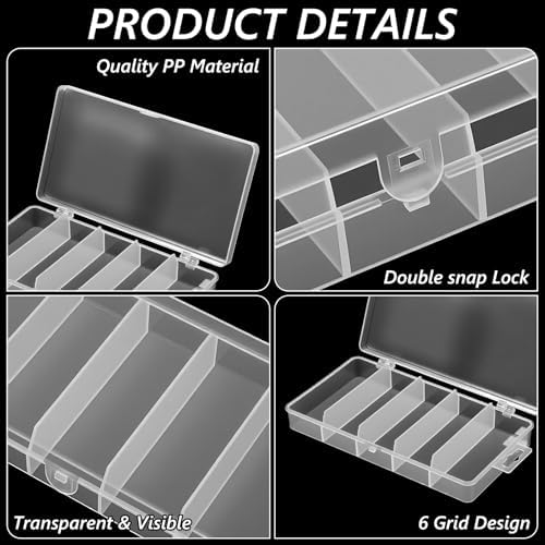 10 Pack 5 Grid Tackle Box Organizer, 6.8" x 3.7" x 1.1" Plastic Organizer Box with Dividers, Plastic Compartment Storage Boxes for Jewelry, DIY Crafts, Bait, Small Part, Beads - Image 3
