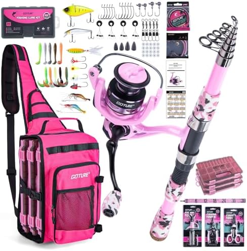 Goture Fishing Kits for Adult,Fishing Pole and Reel Combo, OpenSide Fishing Sling Tackle Storage Bag with 3 Tackle Boxes,Gift for Men by Goture