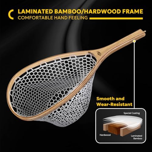 SF Fly Fishing Landing Net Soft Rubber Mesh Trout Net Catch and Release Net - Image 4
