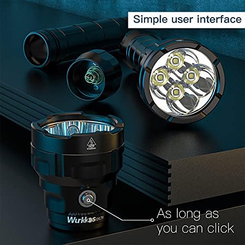 Wurkkos DL70 Dive Light Scuba Diving - 13000lm Super Bright Dive Flashlight 150m IPX8 Waterproof Torch LED Submarine Flashlight - Underwater Flashlight for Diving 4 Mode for Underwater Activity - Image 3