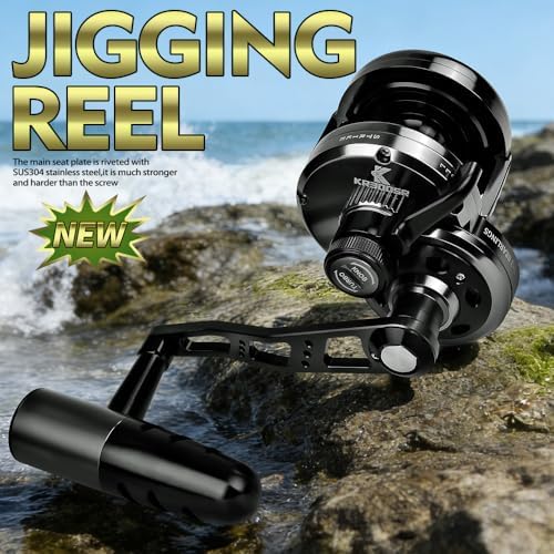 Jigging Reel Conventional Reels - Lever Drag Saltwater Heavy Duty Deep Ocean Big Game Offshore Round Aluminum Trolling Reel - Black Saltwater Jigging Fishing Reels - Image 2