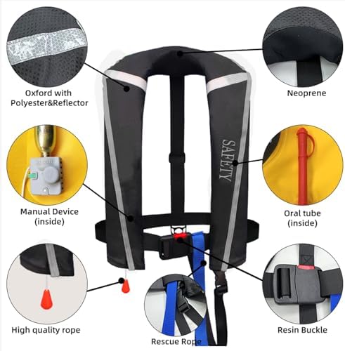 Manual Inflatable Life Jacket|Life Vest for Adults|PFD Low Profile|Supports up to 330 lbs(YSH700) - Image 3