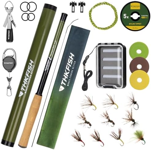 THKFISH Tenkara Fly Fishing Rod Kit 8.7ft/10.6ft/11.6ft 24T Carbon Fiber Telescopic Fly Fishing Combo Kit with Carrying Case Fishing Line and Flyfishing Lure for Streams, Trout, Bass, Salmon by THKFISH