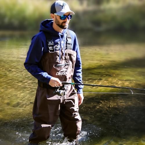 Fishing Waders for Men & Women, Waterproof 2-Ply Nylon/PVC Chest Wader with Boots for Outdoor Sizes 4-13 Bootfoot(Brown, M4/W6) - Image 6