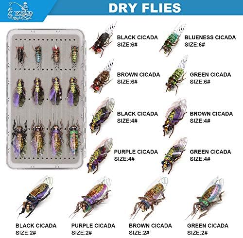 YZD Fly Fishing Flies Realistic Dry Wet Nymph Trout Flies Hand Tie Lures Kits 12/26/48 Pcs… - Image 2