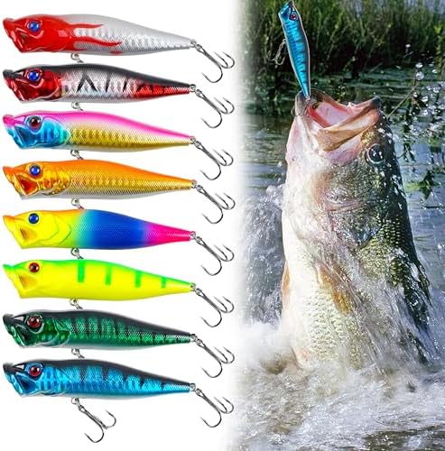 Popper Lures, 8pcs Topwater Fishing Lures Bass Fishing Hard Baits - Image 6