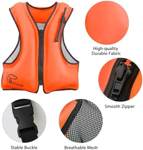 Rrtizan Inflatable Snorkel Vest for Adult, Suitable for Adult 90-220lbs - Image 5