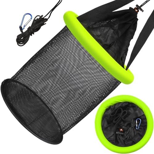 Dovesun Floating Fishing Basket, Collapsible Fishing Net Portable Nylon-mesh | Coated Nylon Net Bait Storage Cage for Keeping Crayfish Minnows Leaches and Other Live Baits by Dovesun