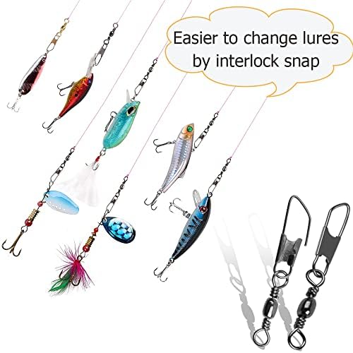 AGOOL Barrel Swivel Snap Kit - 50pcs Barrel Swivels with Safety Snaps High Strength Fishing Quick Connect Snap Swivels with Solid Ring Fishing Tackle Accessories Box Kit Size 4#,6#,8#,10#,12#,14# - Image 6