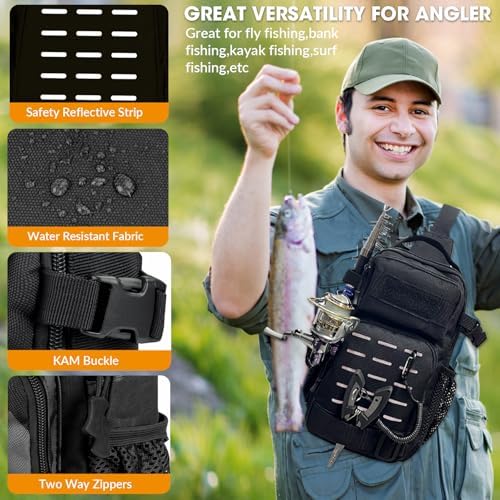 THKFISH Fishing Backpack with Tackle Boxes,Fishing Sling Bag with Gear - Image 3