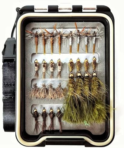 Wifreo Fly Fishing Flies Assortment with Waterproof Fly Box, 28/40/64/92/120pcs Dry/Wet/Nymph/Streamer Flies, Trout/Bass/Panfish/Salmon Fishing Flies by wifreo