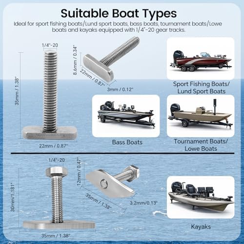 Hitorhike Side Track Fishing Rod Holder Mount, Heavy-Duty Side-Mounted Base, Compatible with 2 Mounting Bolt Options for Lund Sport,Lowe, Bass Boats&Kayaks - Image 3