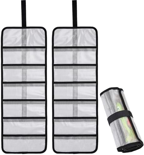 Roll Up Fishing Lure Wraps Set-Durable Lure Bag 6 Pocket PVC Protective Cover Saltwater Hook Covers Fabric Lure Protector Trolling Lure Tackle Box by MOPHOEXII