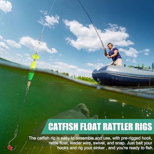 Catfish Rigs Catfish Float Rigs, Catfishing Tackle with Rattles Beads Peg Floats Santee Cooper Rigs for Bank Fishing 6/0 8/0 Circle Hooks - Image 7