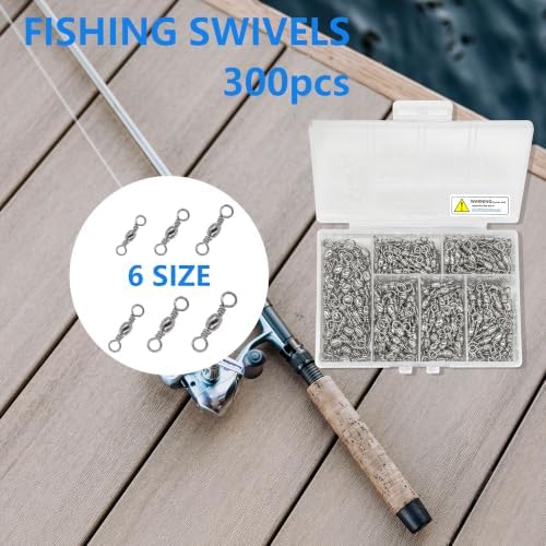 Fishing Barrel Swivels Kit, 300pcs Stainless Steel Rolling Bearing Snap Connector for Saltwater Freshwater Fishing#2#3#4#5#6#7 - Image 7
