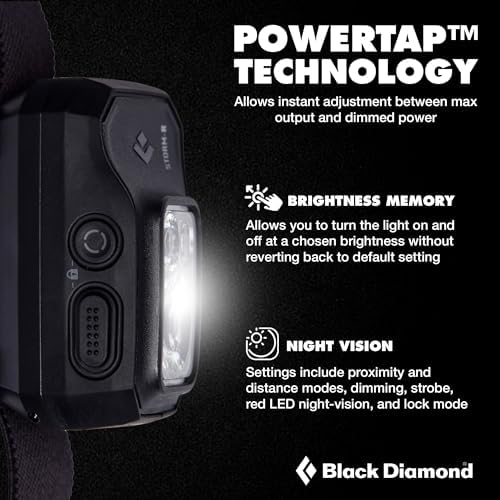BLACK DIAMOND Storm 500-R Headlamp, Rechargeable, Dimmable Bright, BD Black - Image 2