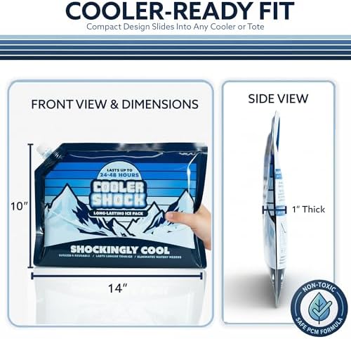 Cooler Shock Reusable Ice Packs for Cooler - Long Lasting Cold Freezer Packs for Coolers and Lunch Boxes - Cooler Ice Packs for Camping Gear, Fishing, Road Trips, Beach Must Haves - Image 3