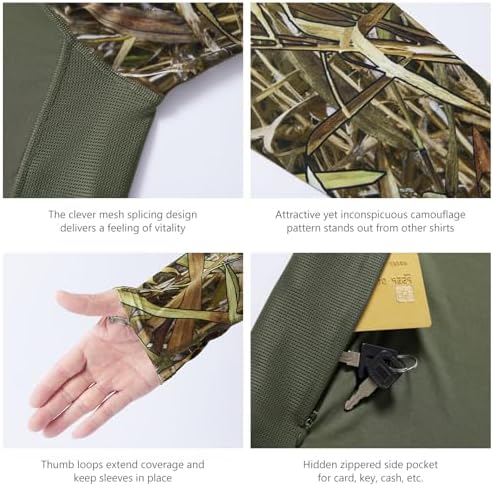 BASSDASH Men’s UPF 50 Performance Fishing Shirt Cooling Hoodie Camo Long Sleeve FS17M - Image 5