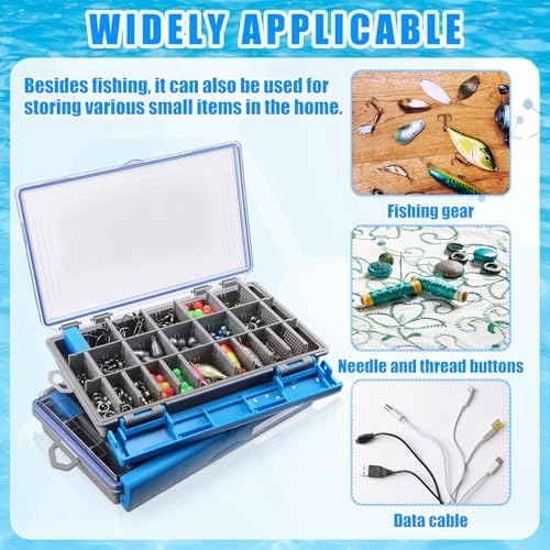 Junkin 6 Pack 3600 Fishing Tackle Boxes Waterproof, High-vis Blue Lure Organizer Trays with Removable Dividers, Airtight Bait Storage Case for Bass Fishing Backpacks & Kayak Gear Accessories - Image 5