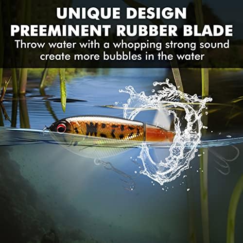 TRUSCEND Top Water Fishing Lures with BKK Hooks, Easy Catch Plopper Lure for Freshwater or Saltwater, Floating Lures for Bass, Pike, Catfish, Surface Wobble PoPobait Bass Baits Fishing Gifts for Men - Image 5