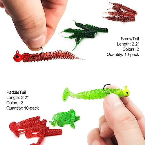 Crappie Tube Lures Jig Heads Soft Plastic Baits Worms Kit - Image 6