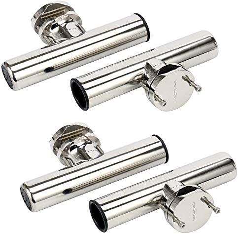 Amarine-made 4Pcs Boat Rod Holder, Stainless Rail Mount Clamp on Fishing Rod Holder, Adjustable Fishing Pole Holder for Rails 1-1/4" to 2" by AmarineMade