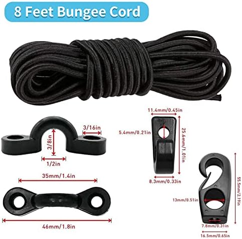 Kayak Deck Rigging Kit 8 Feet Bungee Cord with Bungee Cord Ends Hooks - Image 2