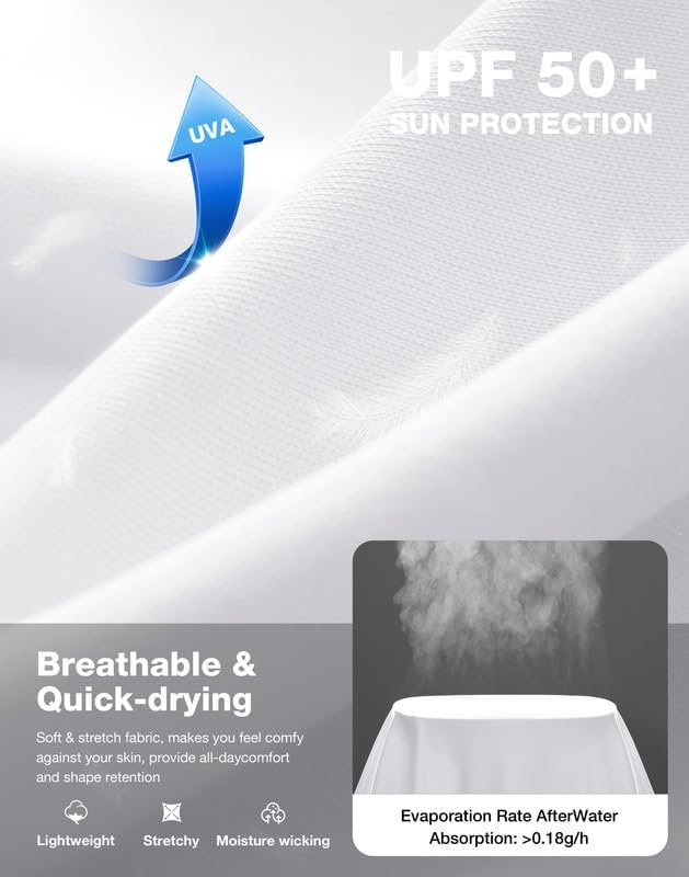 Men's Sun Protection Swim Long Sleeve UPF 50+ Rash Guard Lightweight Shirts - Image 4