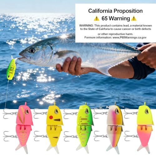 Popper Top Water Fishing Lure: Whopper Fishing Lures with Floating Rotating Tail Barb Treble Hooks Saltwater Freshwater for Bass - Image 6