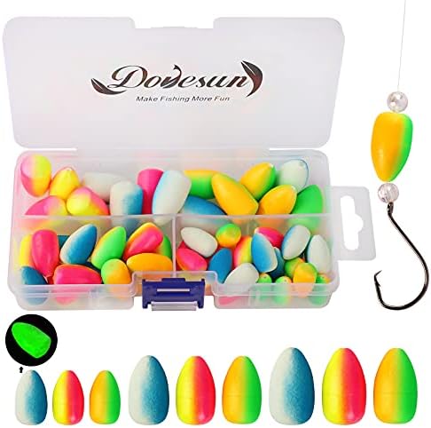 Dovesun 220/104/80/60/54/52/42pcs Pompano Rig Floats for Surf Fishing Foam Bobbers for Fishing Fly Fishing Bobbers Floats Bright Color Kit/Round/Cylindrical/Heart/Bullet/Pill/Spin Shape by Dovesun