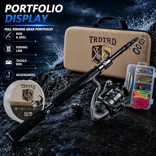 Fishing Rod and Reel Combo Kit—Telescopic Fishing Rod, Collapsible Fishing Rod, Portable Fishing Set w/Tackle Box, Lures & Bag, 4.2oz Carbon Fiber, 5.2:1 Anti-Twist Reel, Freshwater/Light Saltwater - Image 6