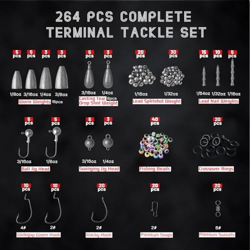 Fishing Accessories Kit, 264/423PCS Fishing Tackle Box with Hooks, Weights, Sinkers for Bass Trout, Gifts for Men,Kids - Image 2