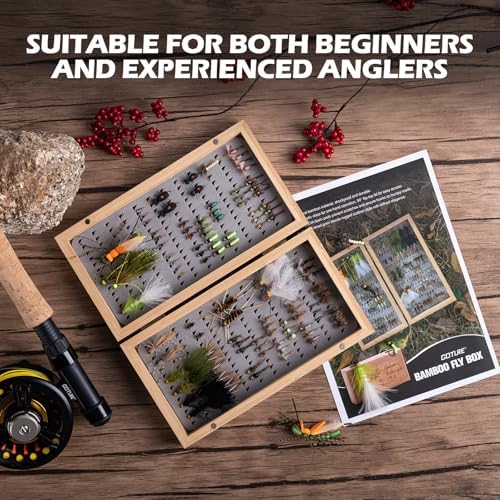 Goture Fly Fishing Flies Assortment Kit with Wooden Fly Box - Image 2