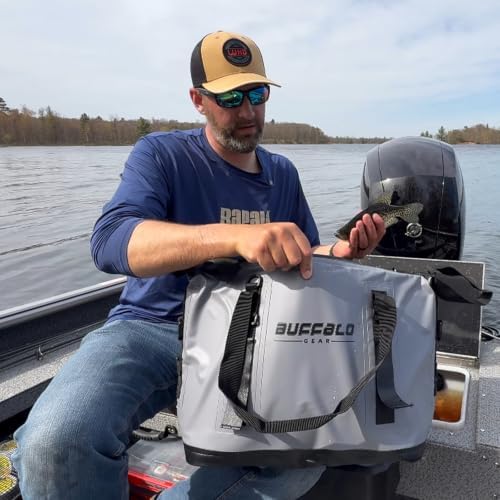Buffalo Gear Fish Cooler Bag – 24Qt Seamless Insulation Kill Bag, Keeps Ice Cold Up to 36 Hours, Foldable & Waterproof with Rod Attachment Straps & Gear Loops, Grey - Image 2