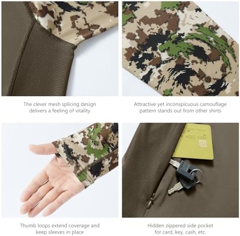 BASSDASH Men’s UPF 50 Performance Fishing Shirt Cooling Hoodie Camo Long Sleeve FS17M - Image 5