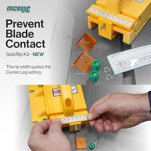 GRR-RIPPER+ by Microjig. Includes SafeRip Kit. Fully Adjustable 3D Push Block for Table Saws, Router Tables, Band Saws, and Jointers. (SKU: GR-100+) Yellow/Green - Image 5