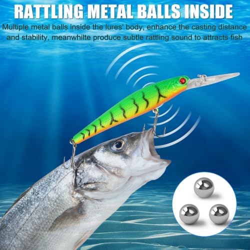 Fishing Lures Deep Diving Crankbait Rattle Minnow Jerkbait Walleye Lures - Image 3