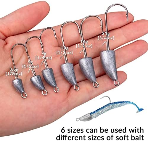 THKFISH Weedless Swimbait Jig Heads for Bass Fishing, Weighted Texas Rig Hook Fishing Hooks Saltwater Freshwater 1/8 oz, 1/6 oz, 1/4 oz, 3/8 oz, 1/2 oz,3/4 oz - Image 6