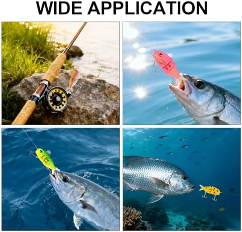 Popper Top Water Fishing Lure: Whopper Fishing Lures with Floating Rotating Tail Barb Treble Hooks Saltwater Freshwater for Bass - Image 7