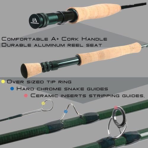 M MAXIMUMCATCH Maxcatch Extreme Graphite Fly Fishing Rod 4-Piece 9 Feet with IM6 Carbon Blank, Hard Chromed Guides, A Cork Grip (Size:3/4/5/6/7/8/10wt) - Image 4